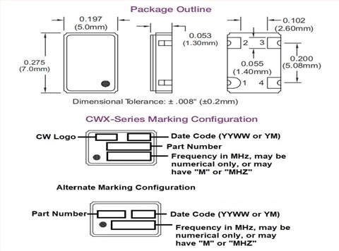 CWX825-30.0M,ConnorWinfield低抖動晶振,7050mm四腳貼片晶振