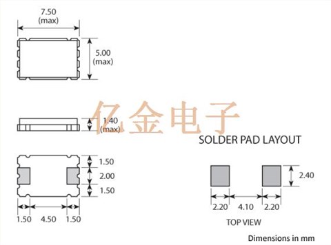 GSX-1A晶振,進口陶瓷晶振,GSX-1A/554DF-7.3728MHz,7050無源晶體,Golledge貼片晶振